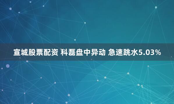 宣城股票配资 科磊盘中异动 急速跳水5.03%